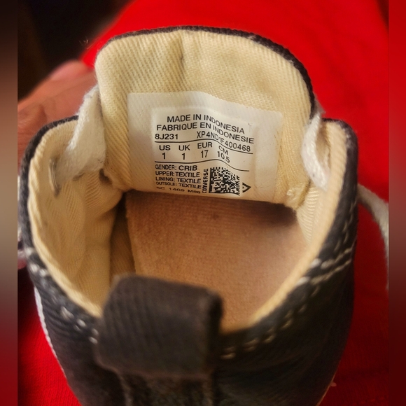 CONVERSE CHUCK TAYLOR BABY CRIB SHOES SIZE 1 BLACK - Picture 2 of 11